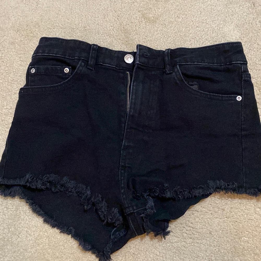 Zara black denim shorts
